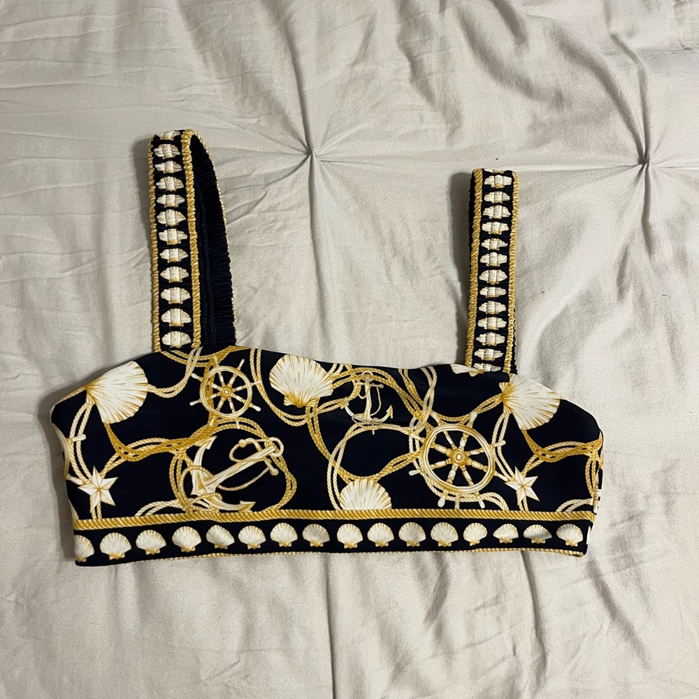 Show Me Your MuMu Nautical Bikini Top - Navy and Gold